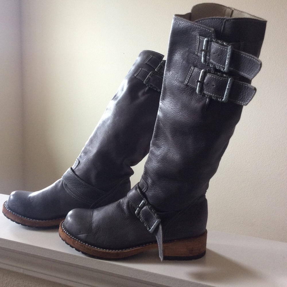 Walk byFaith Grey Leather boots worn one time